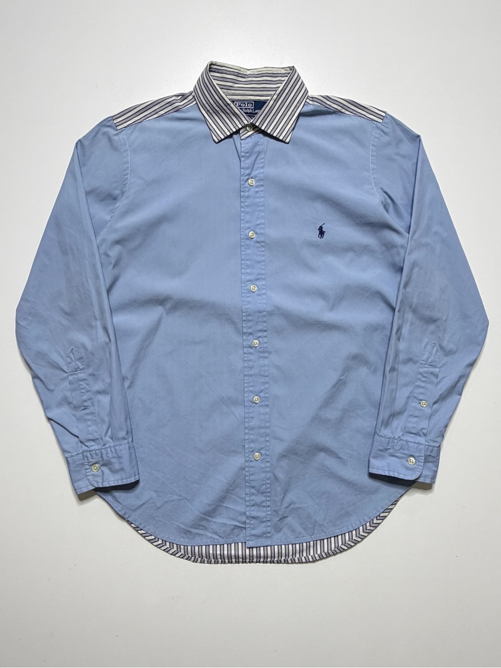Polo Ralph Lauren Stripe Colorblock Long Sleeve Buttonup Shirt Mens Medium Blue